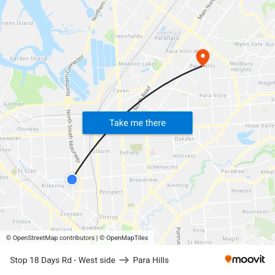 Stop 18 Days Rd - West side to Para Hills map
