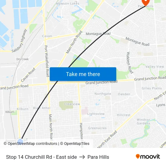 Stop 14 Churchill Rd - East side to Para Hills map