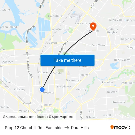 Stop 12 Churchill Rd - East side to Para Hills map