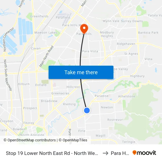 Stop 19 Lower North East Rd - North West side to Para Hills map