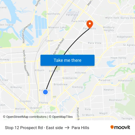 Stop 12 Prospect Rd - East side to Para Hills map