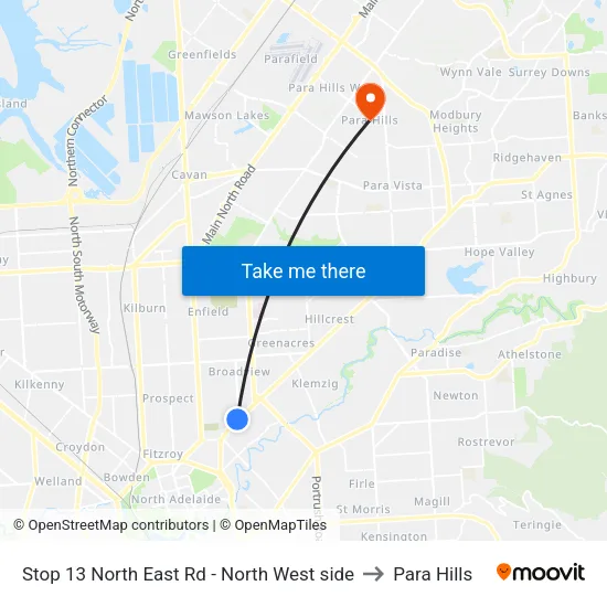 Stop 13 North East Rd - North West side to Para Hills map