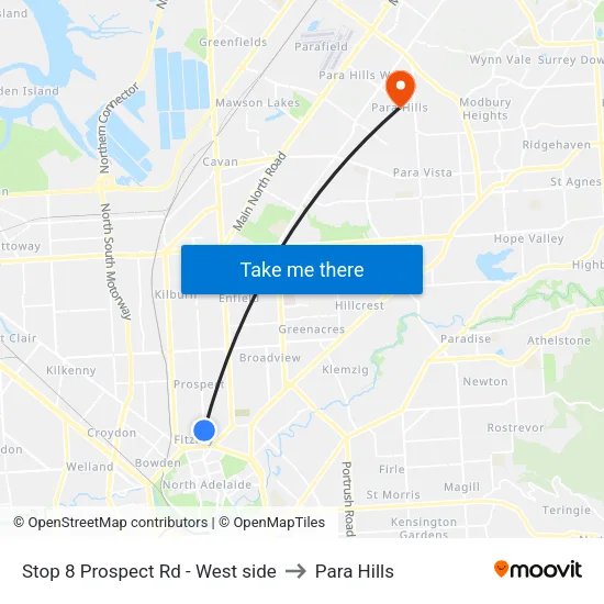 Stop 8 Prospect Rd - West side to Para Hills map