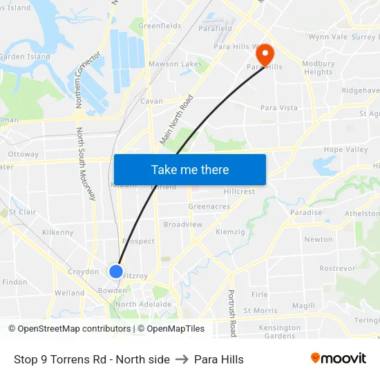 Stop 9 Torrens Rd - North side to Para Hills map