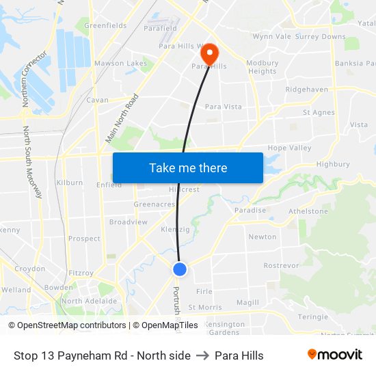 Stop 13 Payneham Rd - North side to Para Hills map