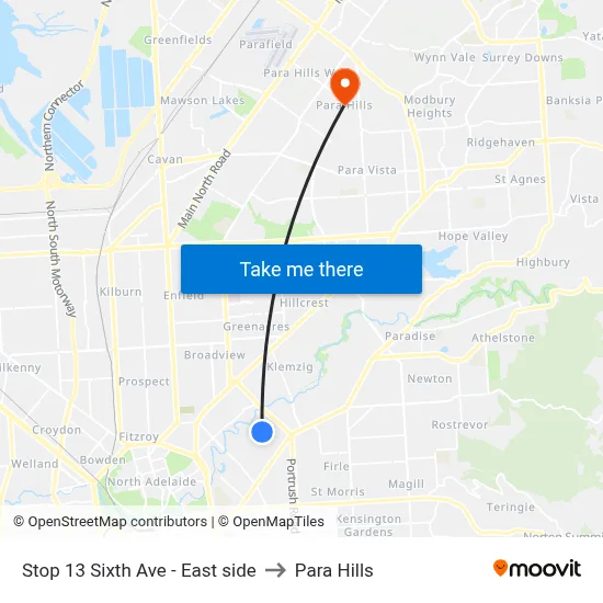 Stop 13 Sixth Ave - East side to Para Hills map