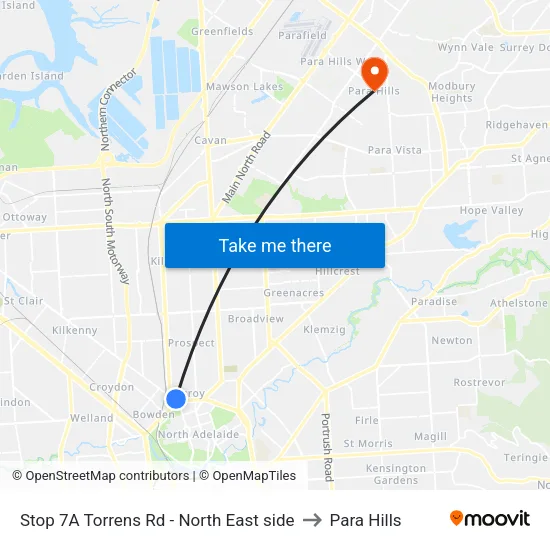 Stop 7A Torrens Rd - North East side to Para Hills map