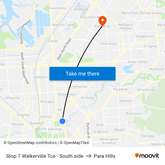 Stop 7 Walkerville Tce - South side to Para Hills map