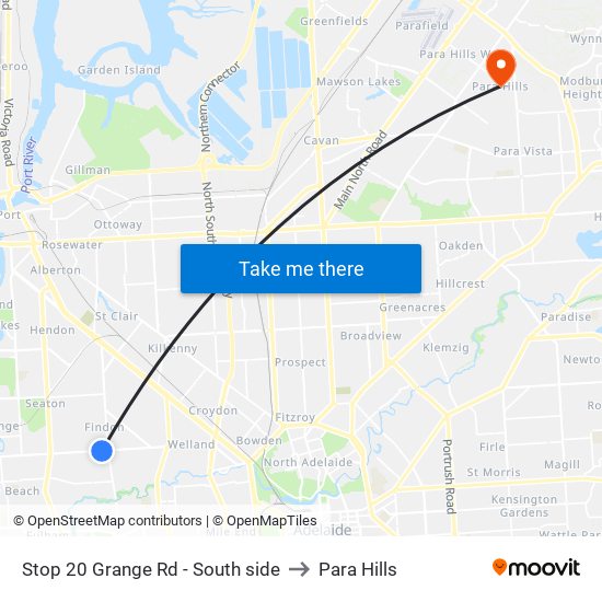 Stop 20 Grange Rd - South side to Para Hills map