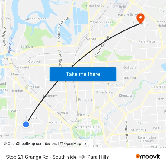 Stop 21 Grange Rd - South side to Para Hills map