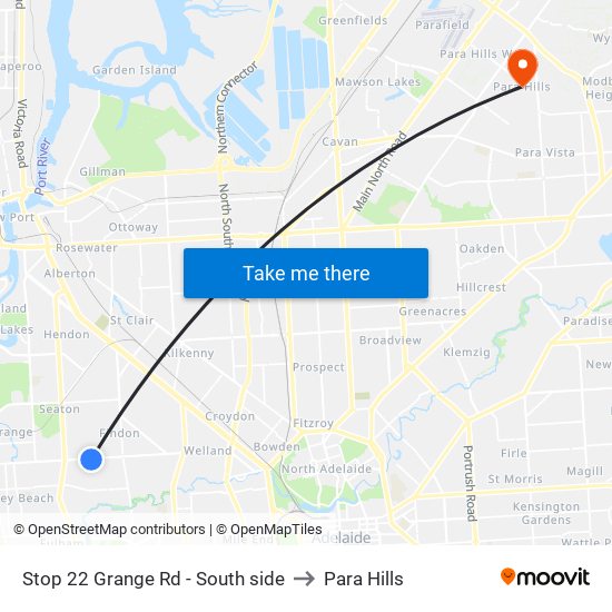 Stop 22 Grange Rd - South side to Para Hills map