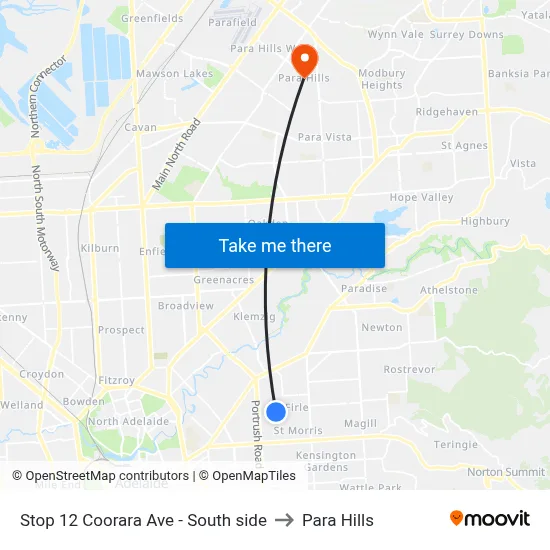 Stop 12 Coorara Ave - South side to Para Hills map