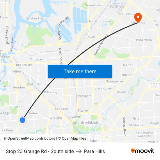 Stop 23 Grange Rd - South side to Para Hills map