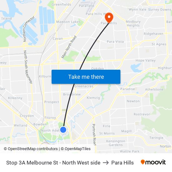 Stop 3A Melbourne St - North West side to Para Hills map