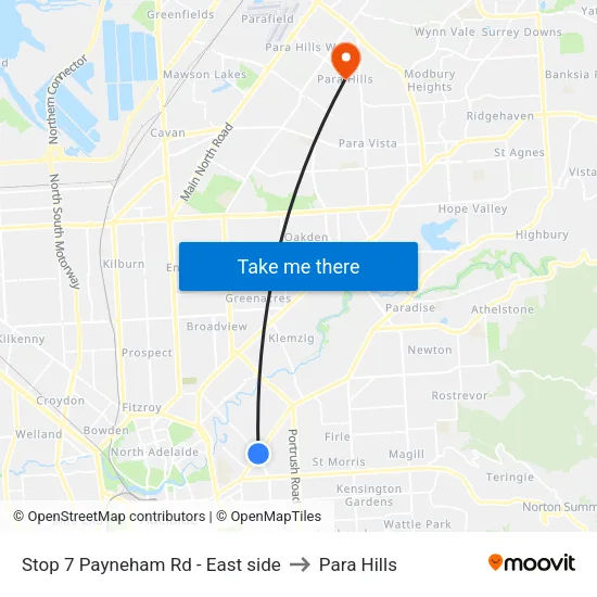 Stop 7 Payneham Rd - East side to Para Hills map