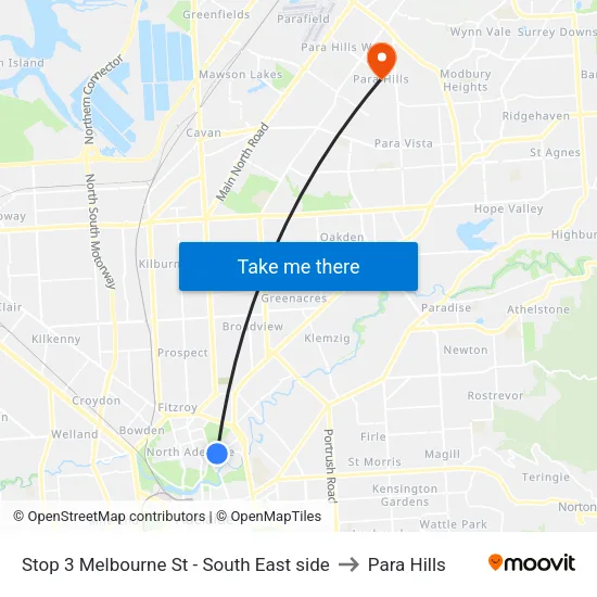 Stop 3 Melbourne St - South East side to Para Hills map