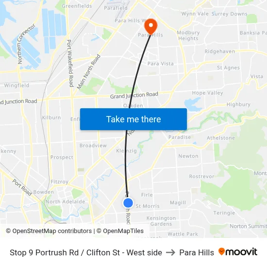 Stop 9 Portrush Rd / Clifton St - West side to Para Hills map
