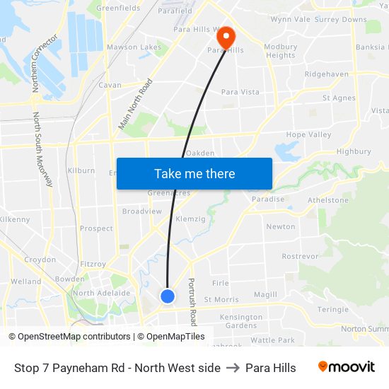 Stop 7 Payneham Rd - North West side to Para Hills map