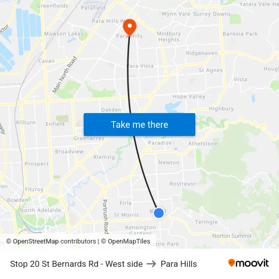 Stop 20 St Bernards Rd - West side to Para Hills map