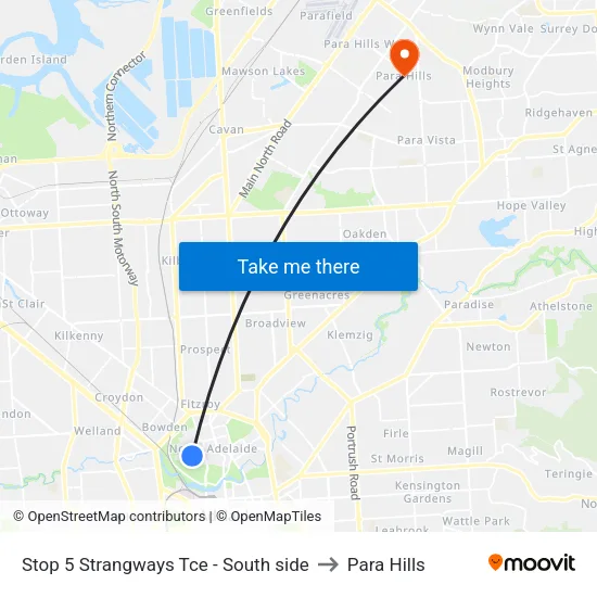 Stop 5 Strangways Tce - South side to Para Hills map
