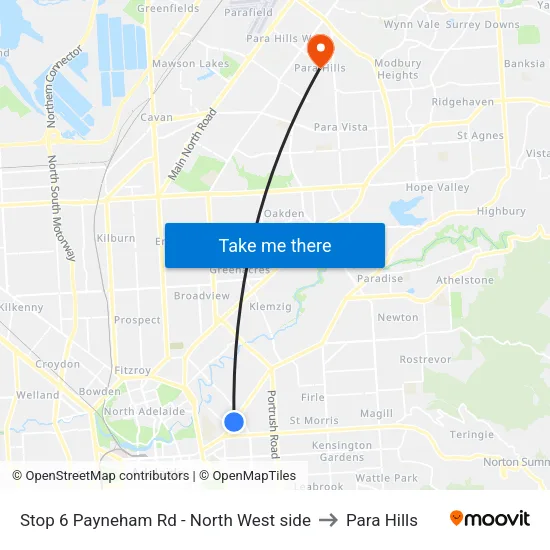 Stop 6 Payneham Rd - North West side to Para Hills map