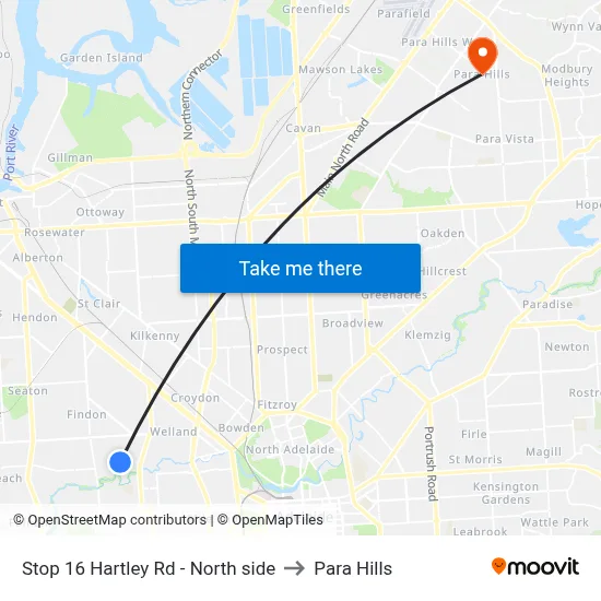 Stop 16 Hartley Rd - North side to Para Hills map
