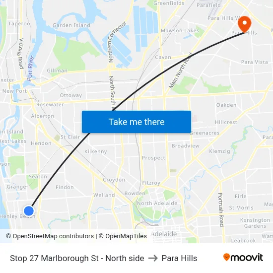 Stop 27 Marlborough St - North side to Para Hills map