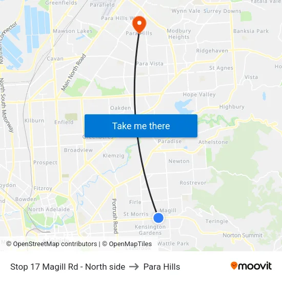Stop 17 Magill Rd - North side to Para Hills map