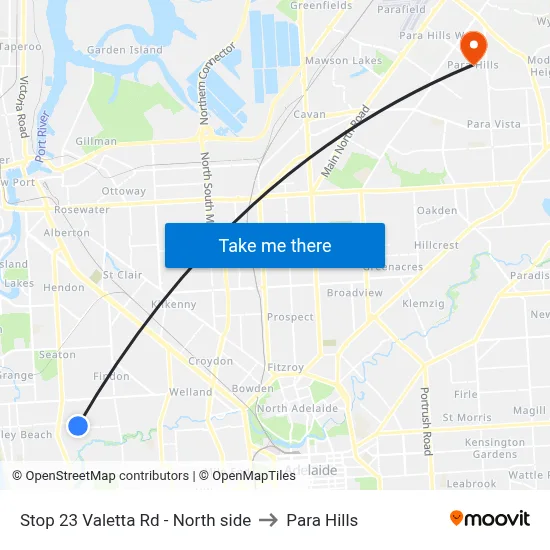 Stop 23 Valetta Rd - North side to Para Hills map