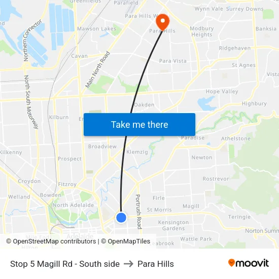 Stop 5 Magill Rd - South side to Para Hills map