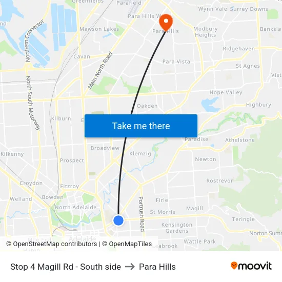 Stop 4 Magill Rd - South side to Para Hills map