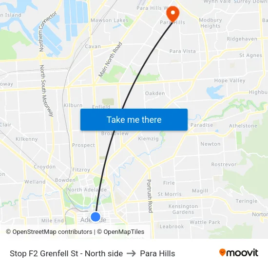 Stop F2 Grenfell St - North side to Para Hills map