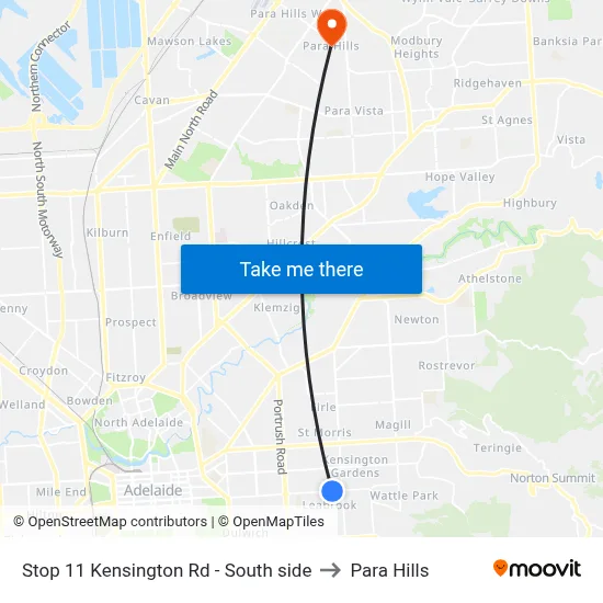 Stop 11 Kensington Rd - South side to Para Hills map