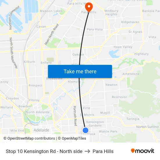 Stop 10 Kensington Rd - North side to Para Hills map