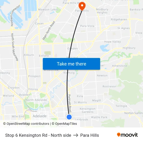 Stop 6 Kensington Rd - North side to Para Hills map