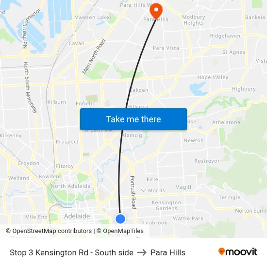 Stop 3 Kensington Rd - South side to Para Hills map
