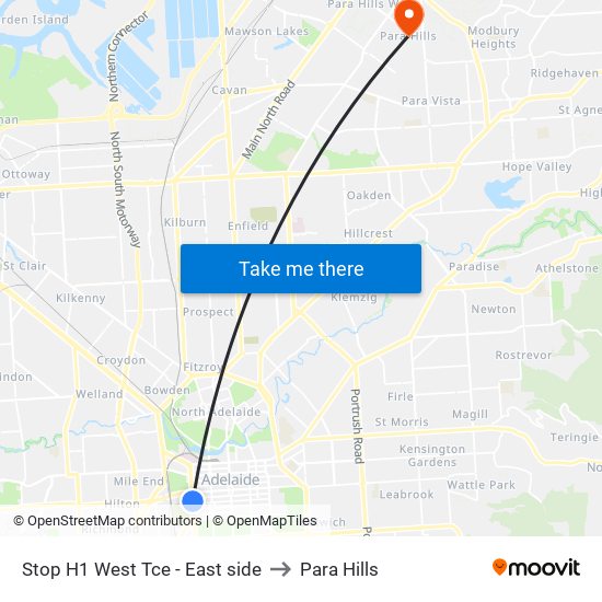 Stop H1 West Tce - East side to Para Hills map