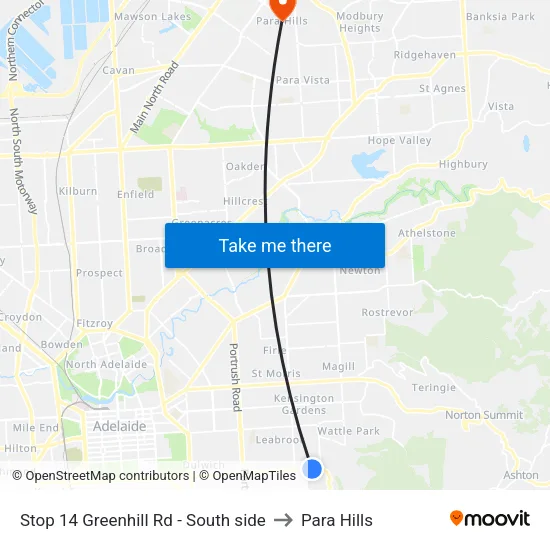 Stop 14 Greenhill Rd - South side to Para Hills map