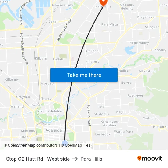 Stop O2 Hutt Rd - West side to Para Hills map