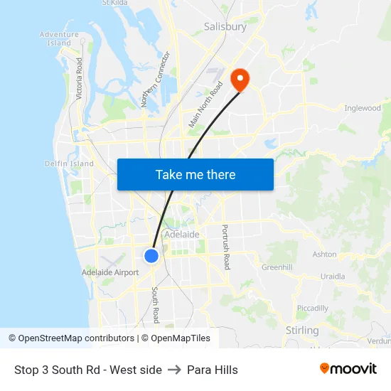 Stop 3 South Rd - West side to Para Hills map