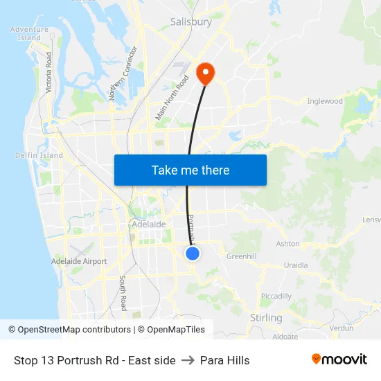Stop 13 Portrush Rd - East side to Para Hills map