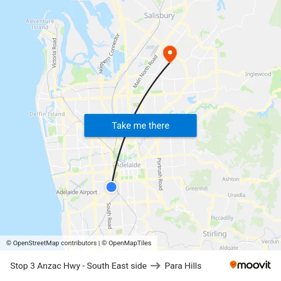 Stop 3 Anzac Hwy - South East side to Para Hills map