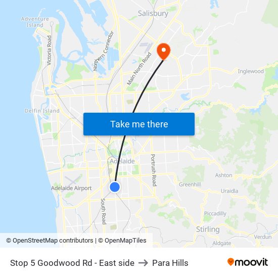 Stop 5 Goodwood Rd - East side to Para Hills map