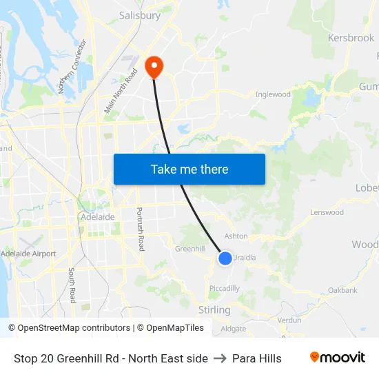 Stop 20 Greenhill Rd - North East side to Para Hills map