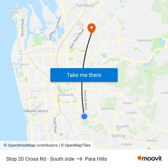 Stop 20 Cross Rd - South side to Para Hills map