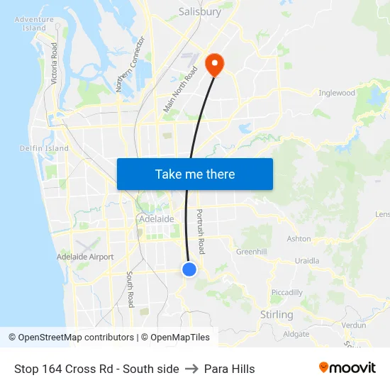 Stop 164 Cross Rd - South side to Para Hills map