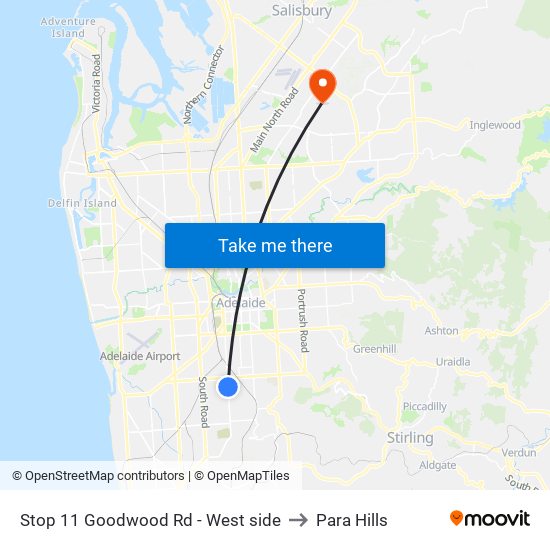 Stop 11 Goodwood Rd - West side to Para Hills map