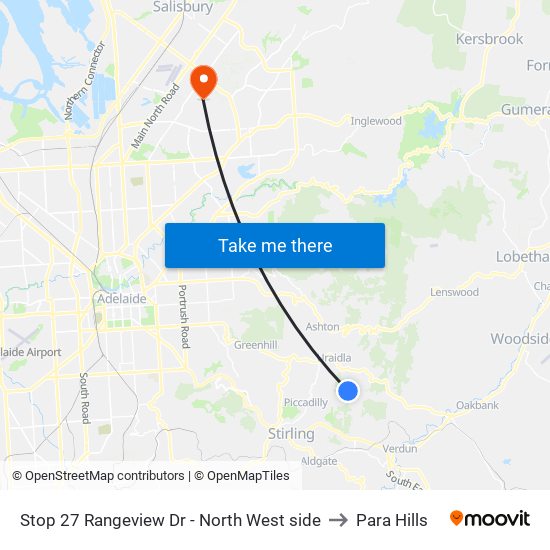 Stop 27 Rangeview Dr - North West side to Para Hills map