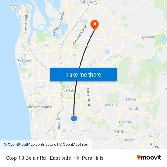 Stop 13 Belair Rd - East side to Para Hills map