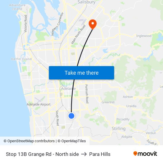 Stop 13B Grange Rd - North side to Para Hills map